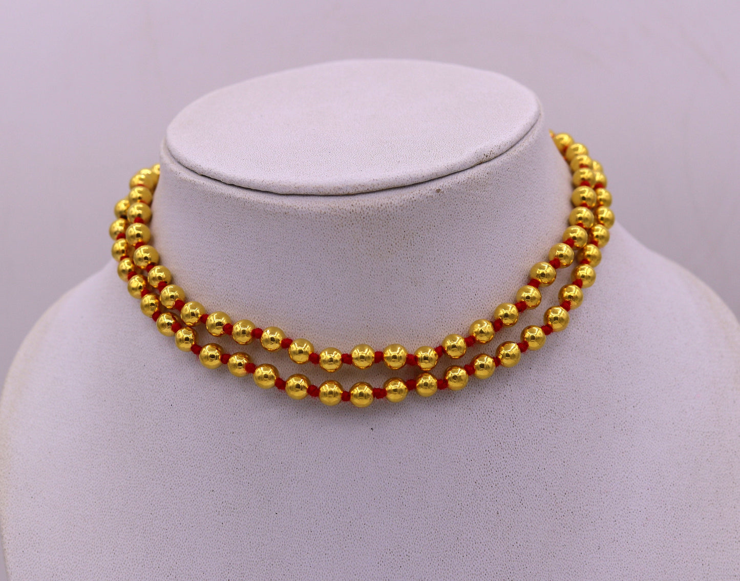 Vintage antique design handmade gold 20kt yellow gold ball beads necklace chain fabulous indian tribal jewelry from india - TRIBAL ORNAMENTS