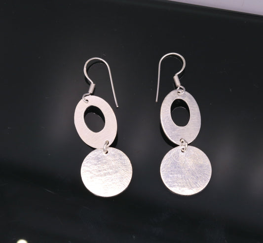Handmade 925 solid sterling silver scratch link fancy hoops earrings tribal jewelry from Rajasthan india daily use jewelry s418 - TRIBAL ORNAMENTS