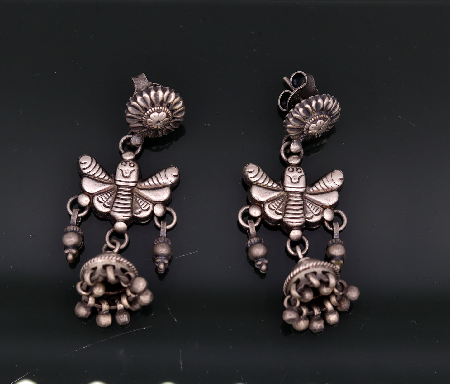 925 sterling silver fabulous butterfly design handmade stud earrings awesome wedding party girl's earrings tribal jewelry India s456 - TRIBAL ORNAMENTS