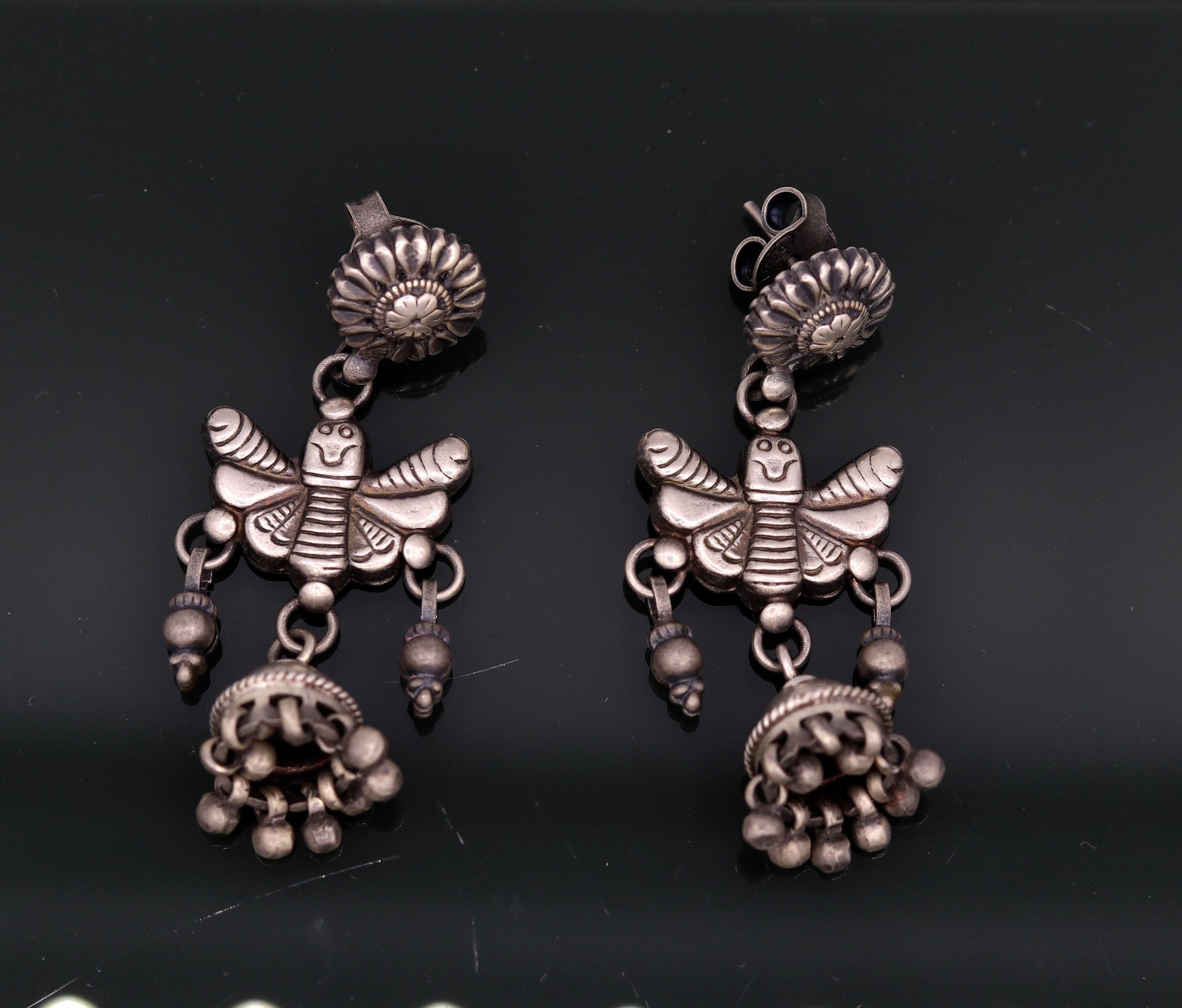 925 sterling silver fabulous butterfly design handmade stud earrings awesome wedding party girl's earrings tribal jewelry India s456 - TRIBAL ORNAMENTS