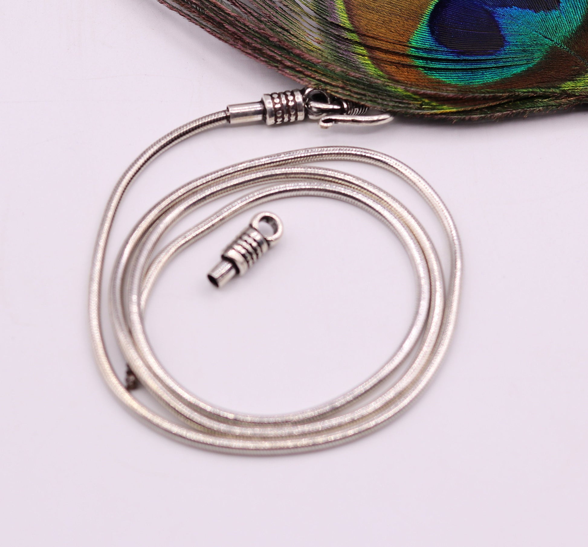 vintage 925 sterling silver handmade Solid silver snake chain,20 inches long screw chain amazing antique pendant chain necklace jewelry ch44 - TRIBAL ORNAMENTS