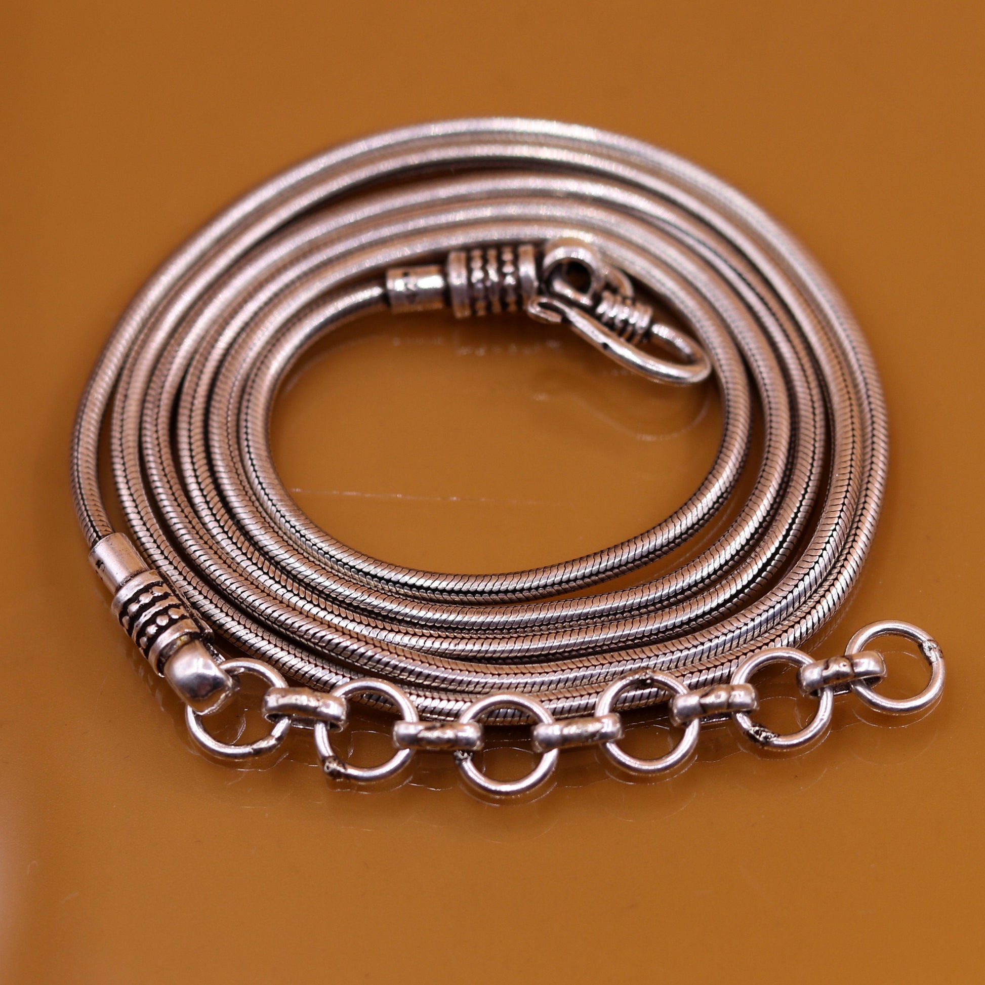 925 Sterling silver handmade adjustable 36 to 38 inches snake chain vintage antique design belly chain long belly chain for belly dance ch51 - TRIBAL ORNAMENTS