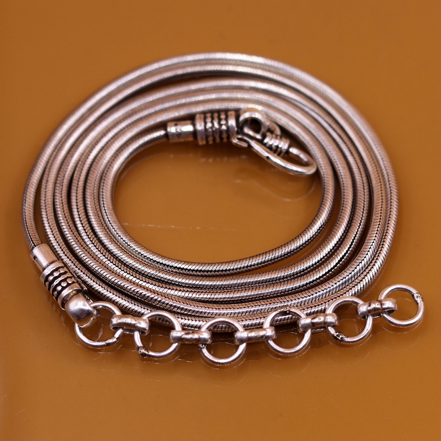 925 Sterling silver handmade adjustable 40 to 42 inches snake chain vintage antique design belly chain long belly chain for belly dance ch66 - TRIBAL ORNAMENTS