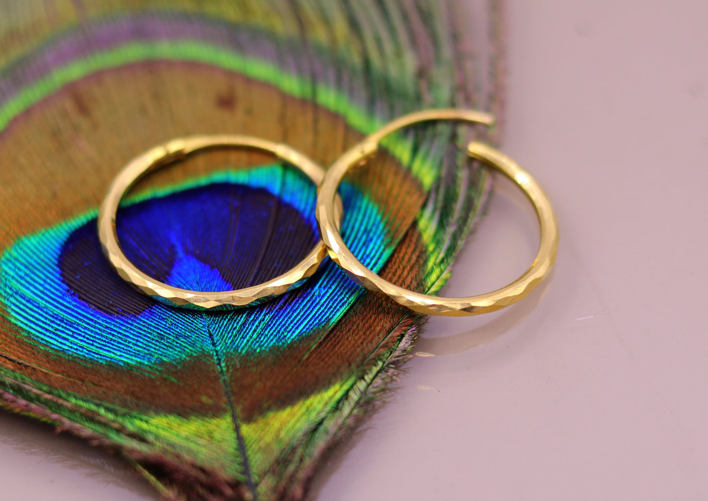 18 Kt yellow gold handmade fabulous hoops earring bali jewelry, excellent diamond cut design gifting jewelry form india - TRIBAL ORNAMENTS