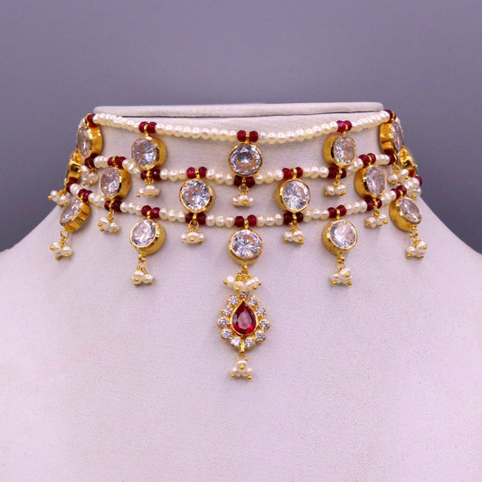 Vintage design handmade 22kt yellow gold gorgeous fit neck necklace wedding anniversary party wear girl's jewelry from india - TRIBAL ORNAMENTS