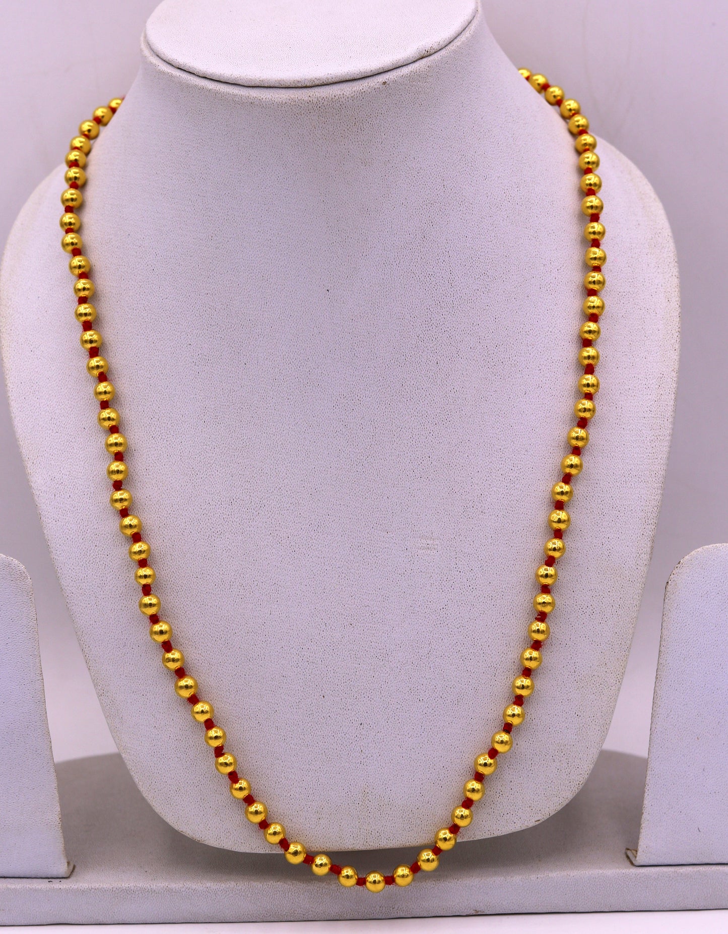 Vintage antique design handmade gold 20kt yellow gold ball beads necklace chain fabulous indian tribal jewelry from india - TRIBAL ORNAMENTS