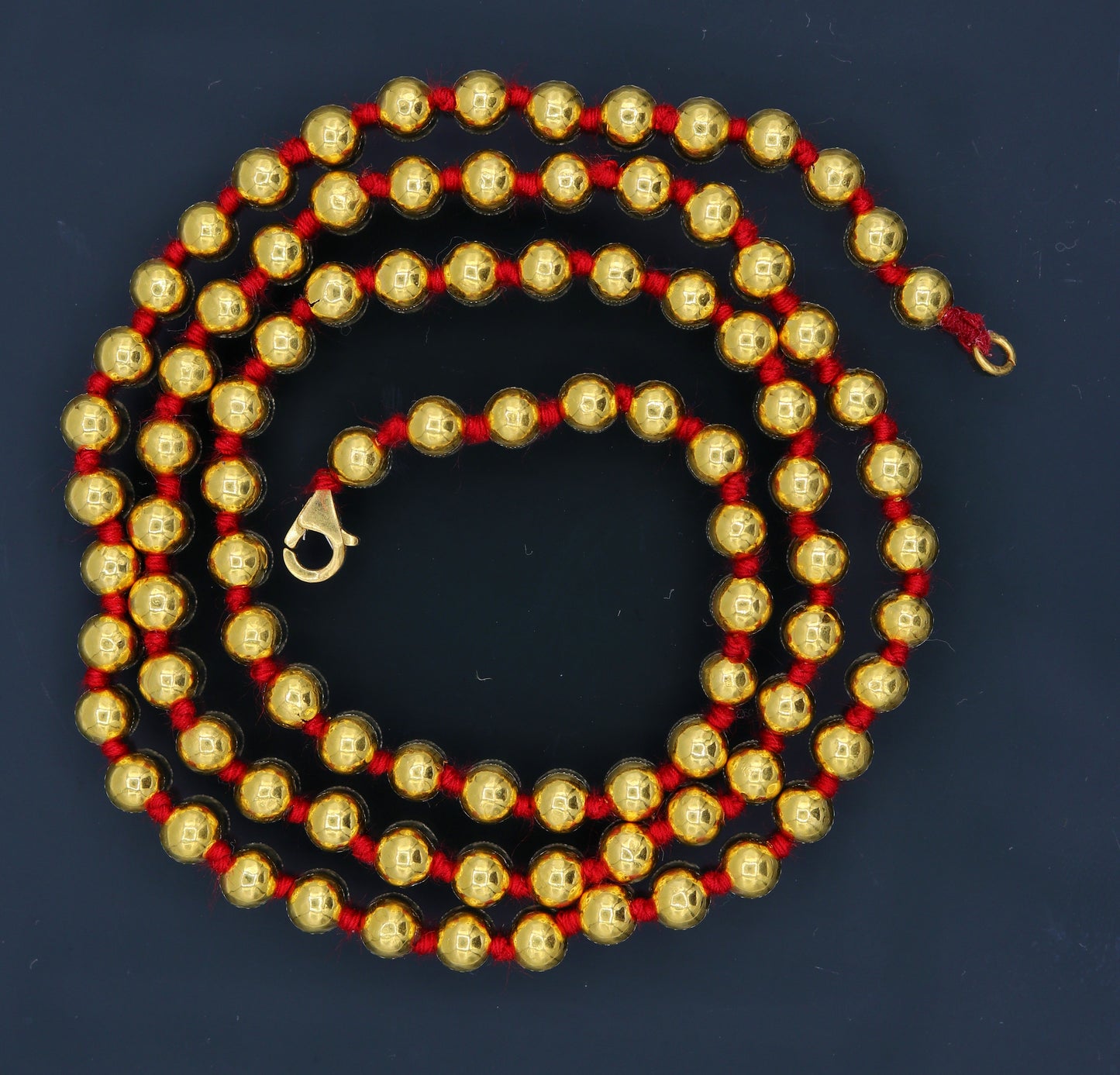 Vintage antique design handmade gold 20kt yellow gold ball beads necklace chain fabulous indian tribal jewelry from india - TRIBAL ORNAMENTS
