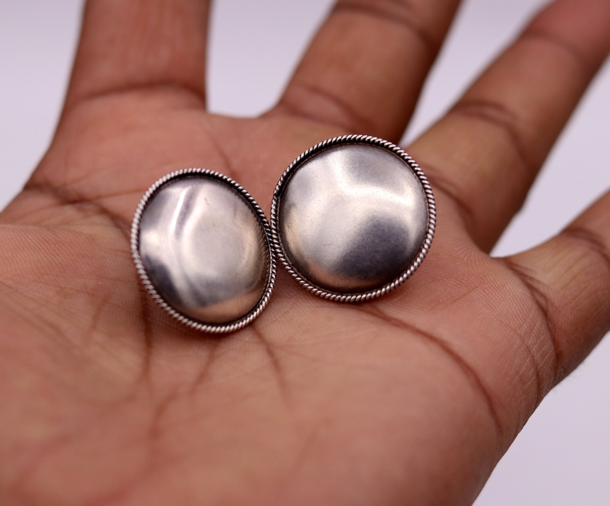 925 sterling silver gorgeous plain stud earring tribal jewelry fabulous gifting stud jewelry oxidized jewelry from india s507 - TRIBAL ORNAMENTS