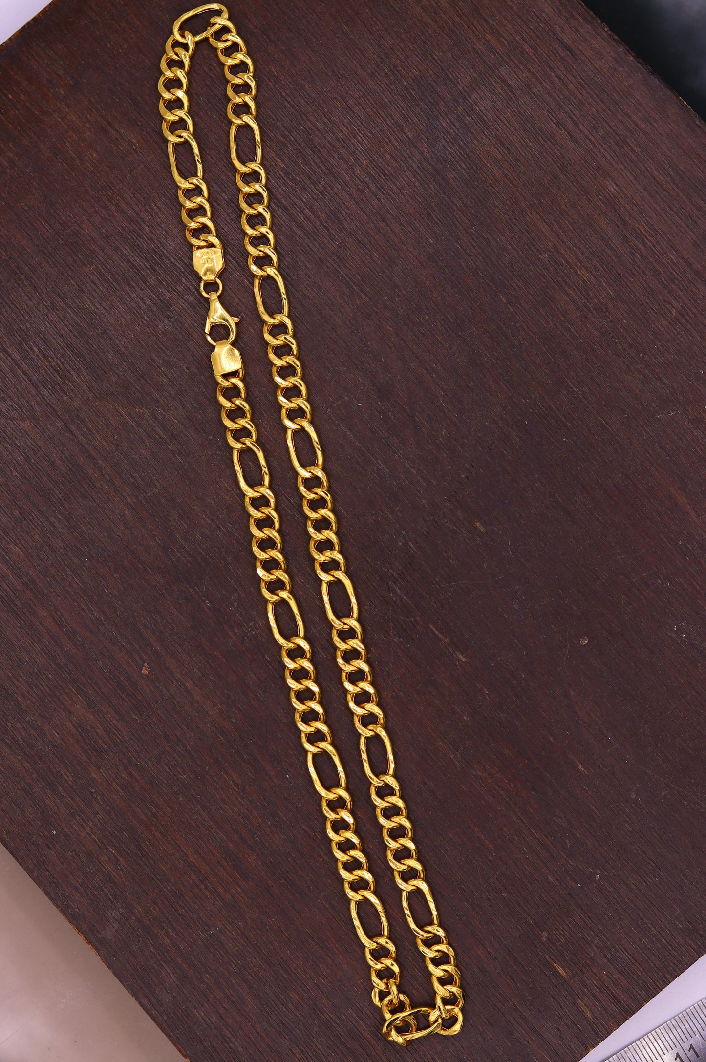 22kt yellow gold handmade fabulous figaro link chain 18 inches long 6 mm excellent attractive stylish unisex gifting chain necklace - TRIBAL ORNAMENTS