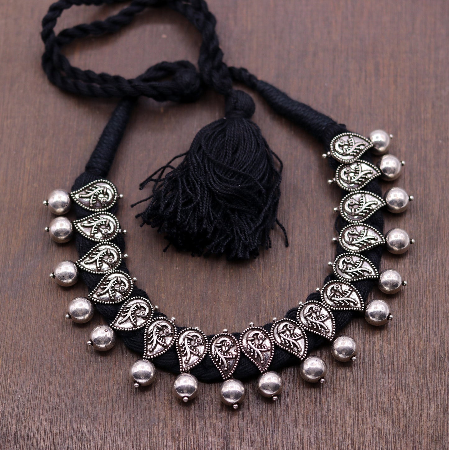 Vintage customized design handmade 925 sterling silver charm necklace choker adjustable belly dance personalized tribal jewelry set81 - TRIBAL ORNAMENTS
