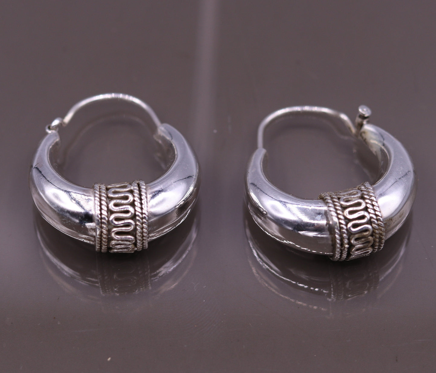 925 sterling silver ethnic hoops earrings kundal bali vintage design customized tribal belly dance custom made jewelry from india s856 - TRIBAL ORNAMENTS