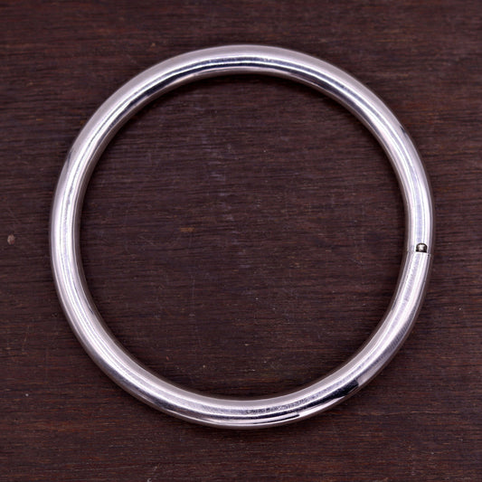 Amazing 925 sterling silver handmade fabulous round shape bright shining unisex bangle bracelet excellent gifting jewelry from india nssk348 - TRIBAL ORNAMENTS