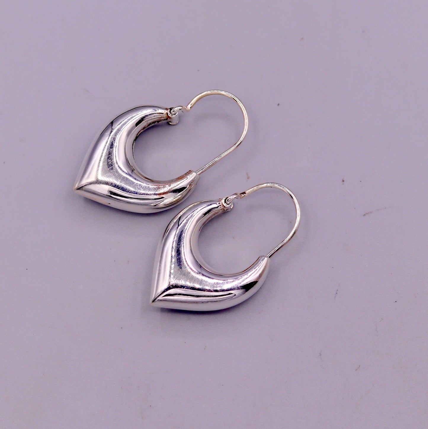 925 sterling pure silver handmade vintage customized design fabulous unisex hoops earrings kundal, ethnic bali tribal jewelry india s585 - TRIBAL ORNAMENTS