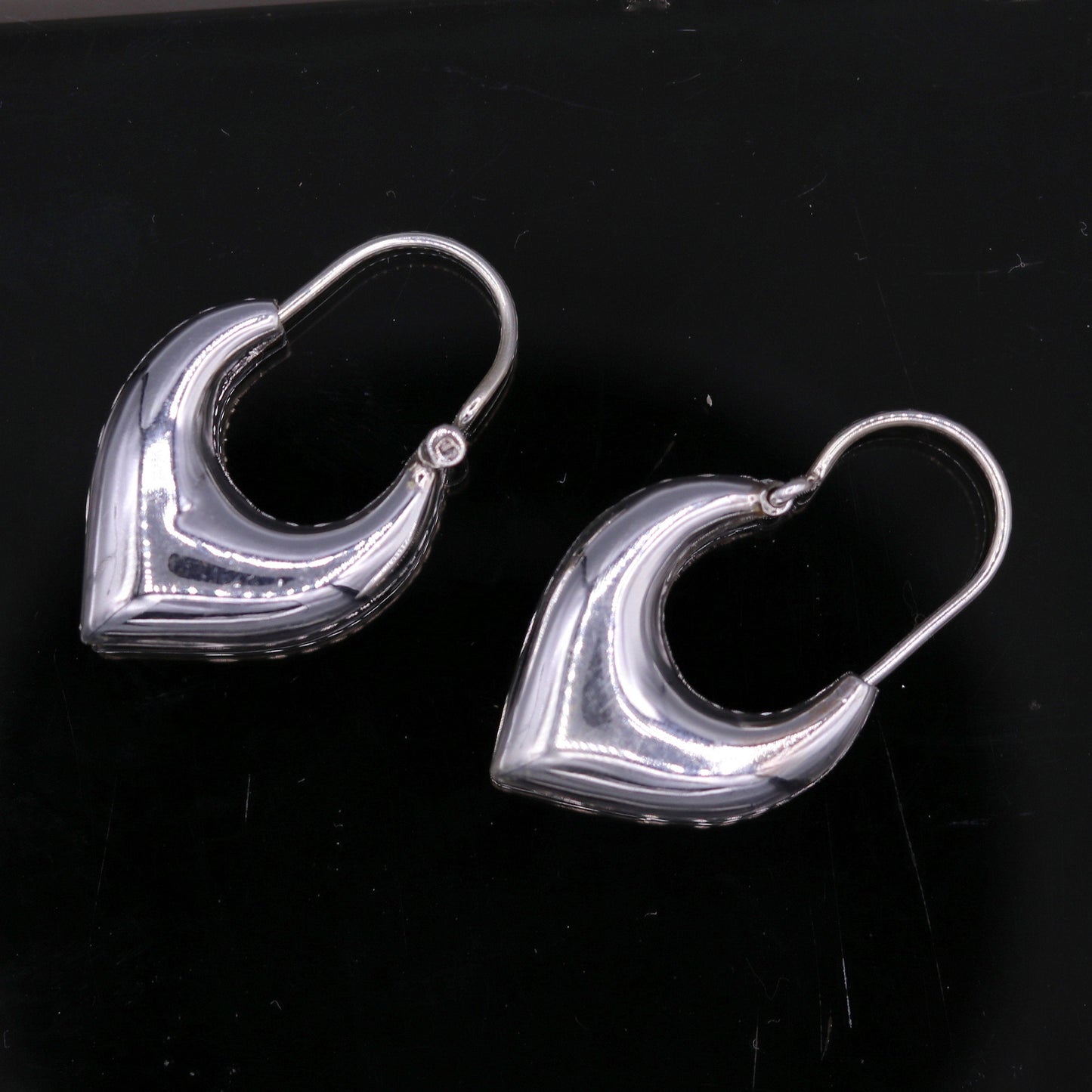 925 sterling pure silver handmade vintage customized design fabulous unisex hoops earrings kundal, ethnic bali tribal jewelry india s585 - TRIBAL ORNAMENTS