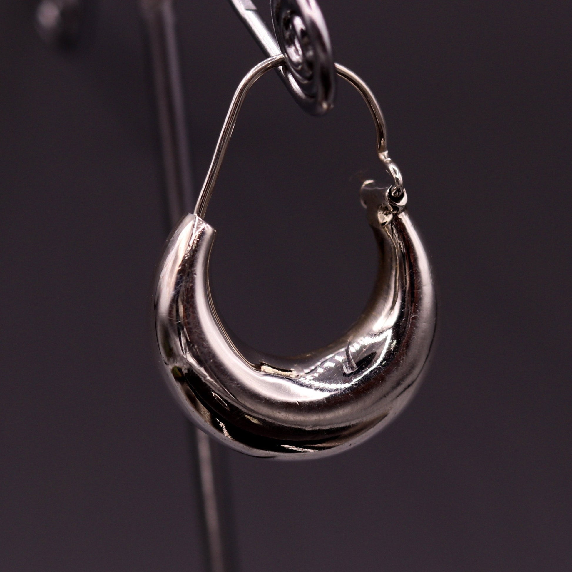 Indian traditional style 925 sterling pure silver handmade vintage style hoops earrings kundal, ethnic bali tribal jewelry from india s588 - TRIBAL ORNAMENTS