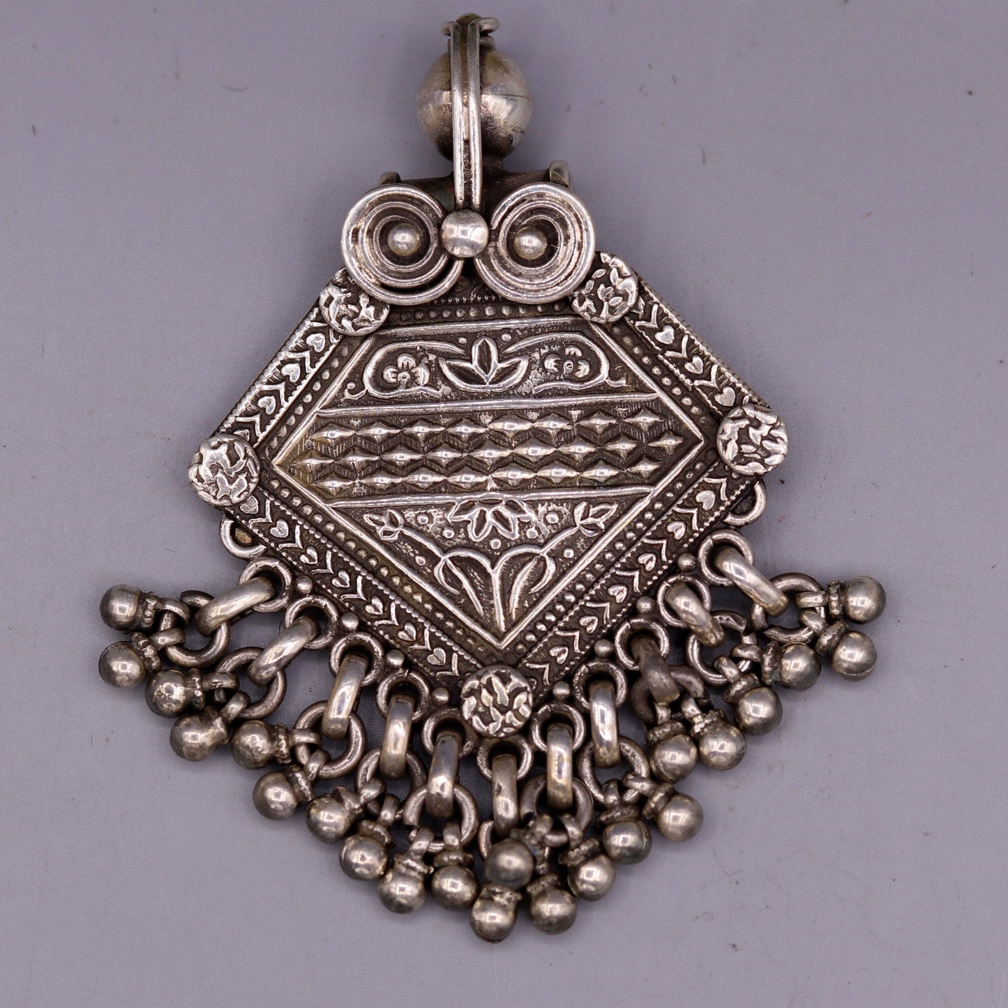 Vintage antique design Handmade 925 sterling silver excellent tribal pendant with hanging bells gifting women's jewelry nsp257 - TRIBAL ORNAMENTS
