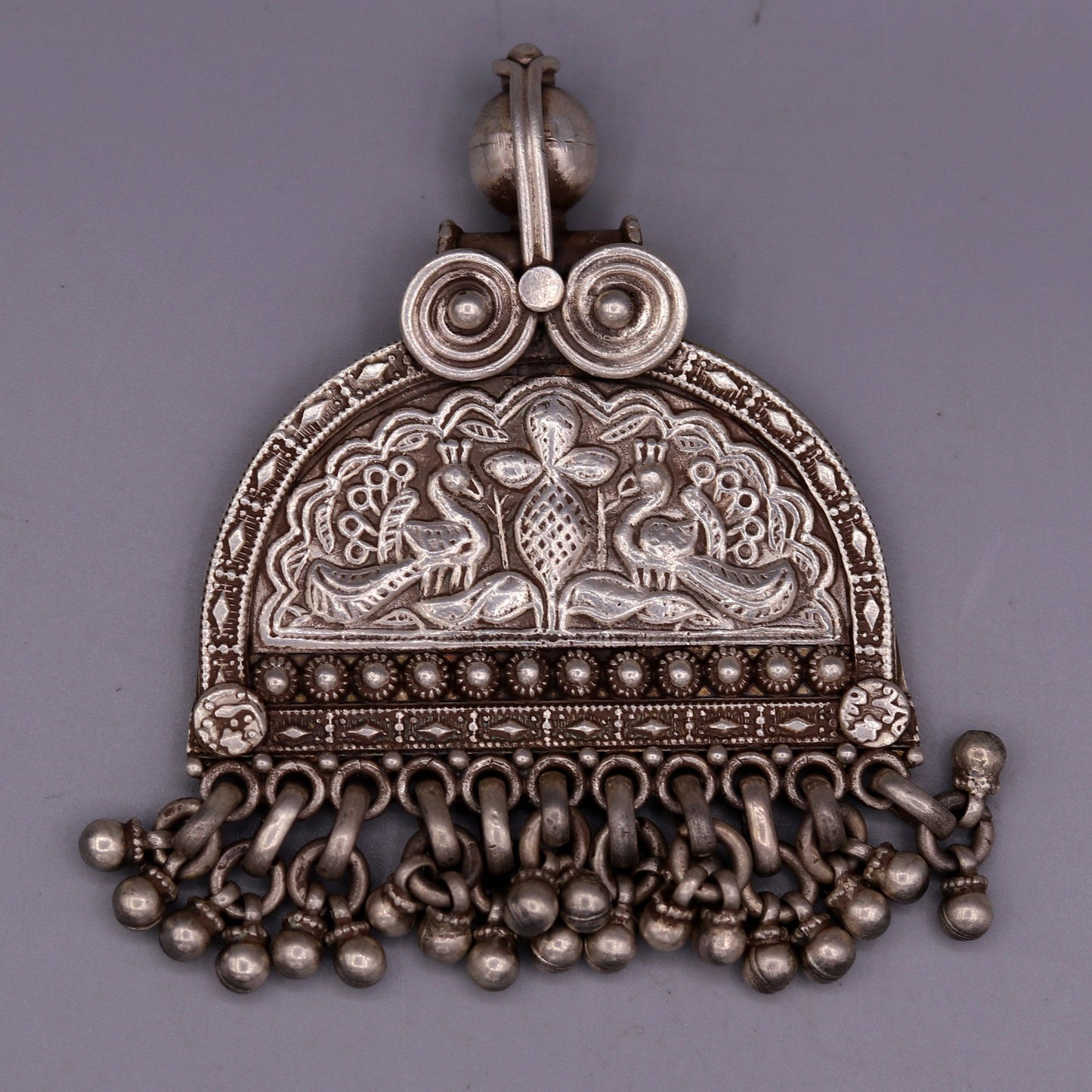 925 sterling silver solid peacock design vintage customized design handmade pedant gorgeous tribal personalized jewelry from india nsp260 - TRIBAL ORNAMENTS