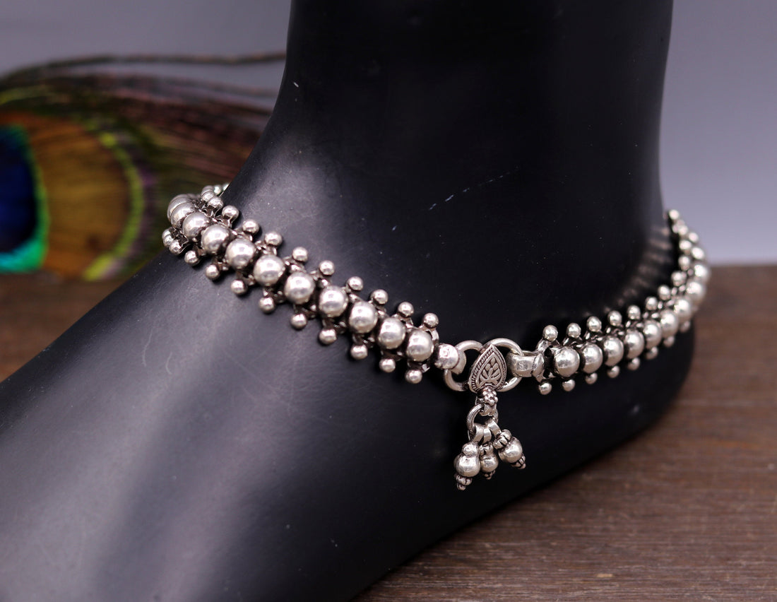 Gorgeous flexible anklet real 925 sterling silver handmade vintage design ankle bracelet excellent tribal jewelry ank33 - TRIBAL ORNAMENTS