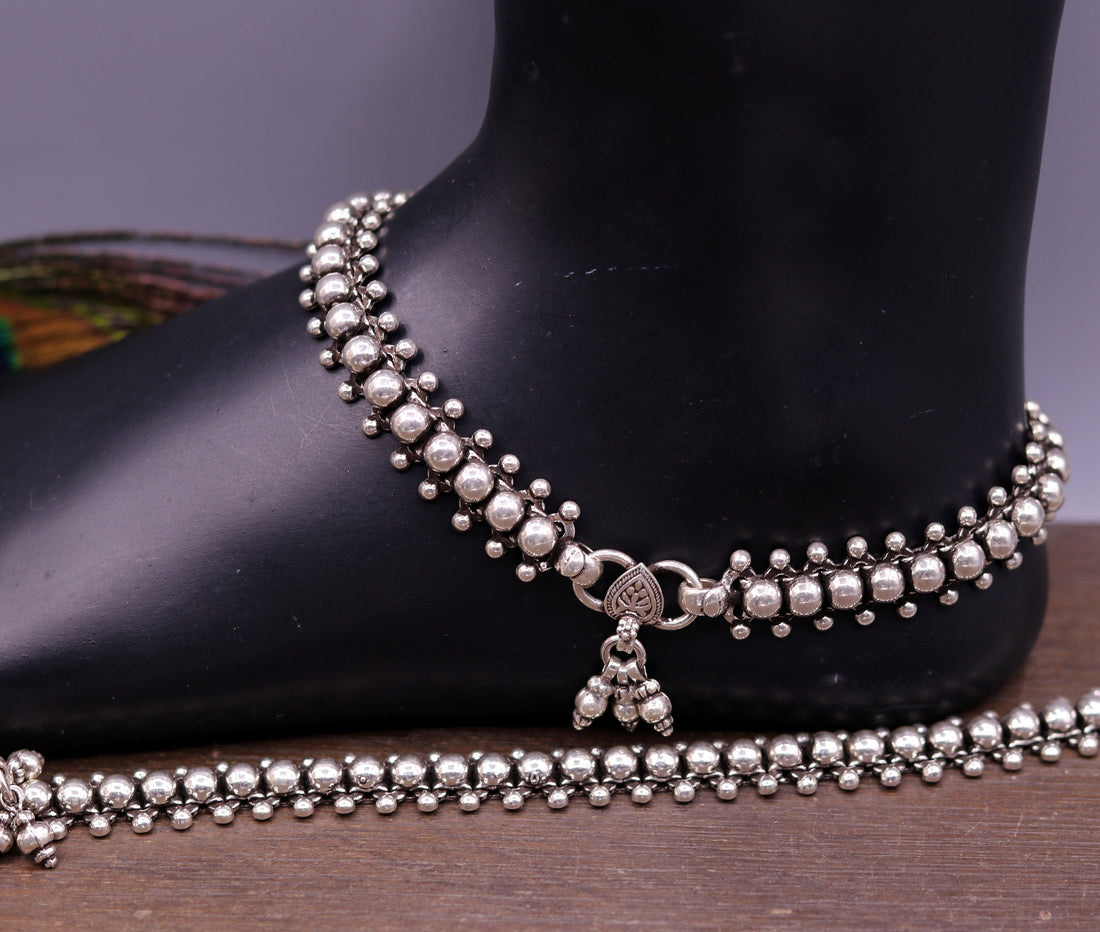 Gorgeous flexible anklet real 925 sterling silver handmade vintage design ankle bracelet excellent tribal jewelry ank33 - TRIBAL ORNAMENTS