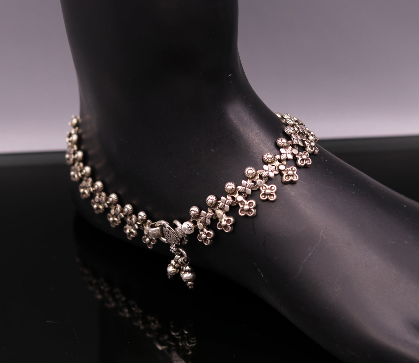 10.5" 925 sterling silver handmade vintage design ankle bracelet excellent bride made tribal anklet jewelry pretty gifting to her ank35 - TRIBAL ORNAMENTS