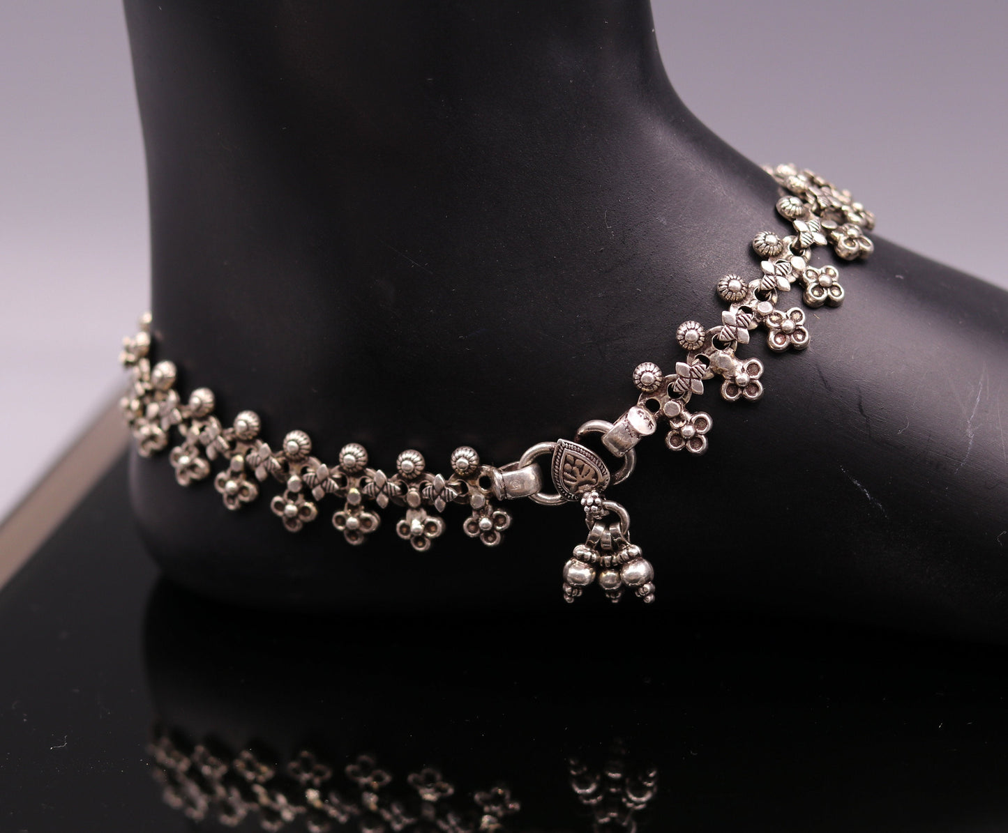 10.5" 925 sterling silver handmade vintage design ankle bracelet excellent bride made tribal anklet jewelry pretty gifting to her ank35 - TRIBAL ORNAMENTS