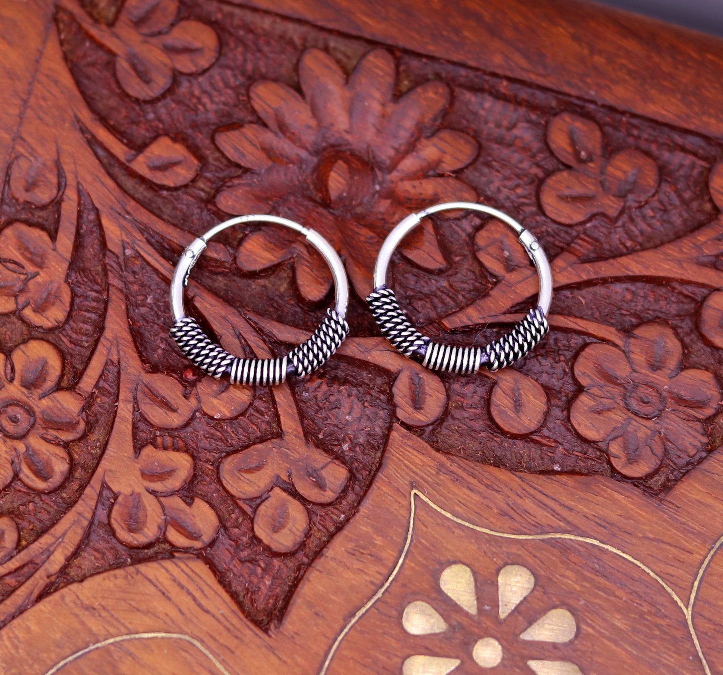 Ttraditional design stylish 925 sterling silver handmade fabulous hoops earrings bali , pretty gifting bali tribal jewelry india s613 - TRIBAL ORNAMENTS