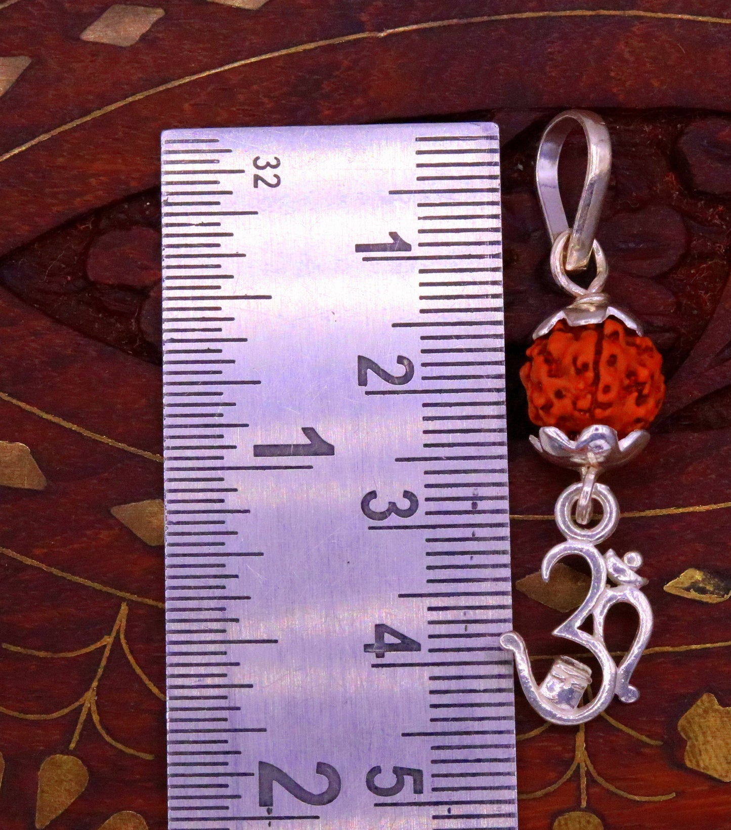 Handmade Sterling silver aum mantra pendant, Rudraksha pendant , vintage designer jewelry from india nsp283 - TRIBAL ORNAMENTS