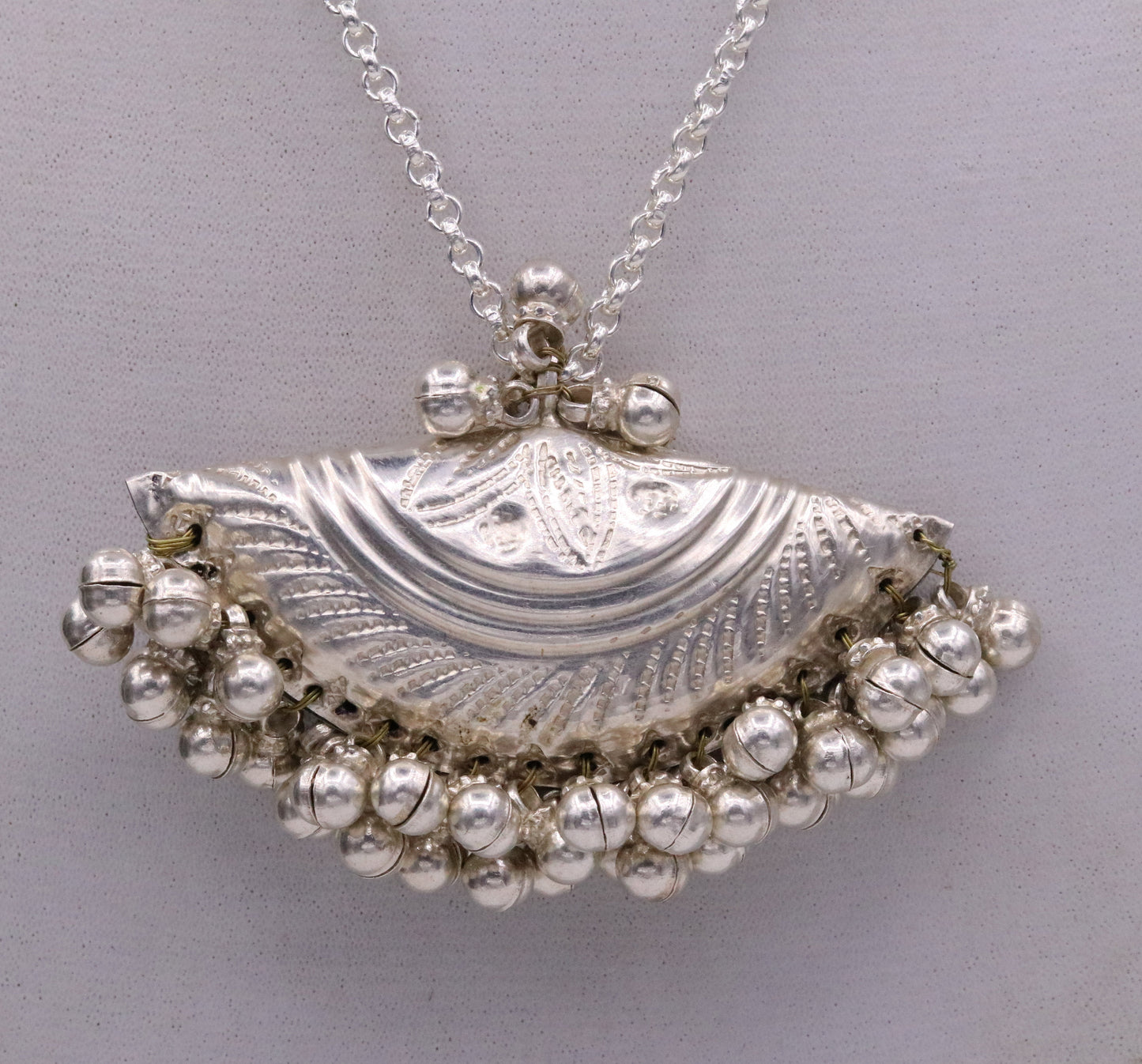 Handmade traditional design vintage antique design chain pendant necklace with hanging noisy bells tribal belly dance jewelry set95 - TRIBAL ORNAMENTS
