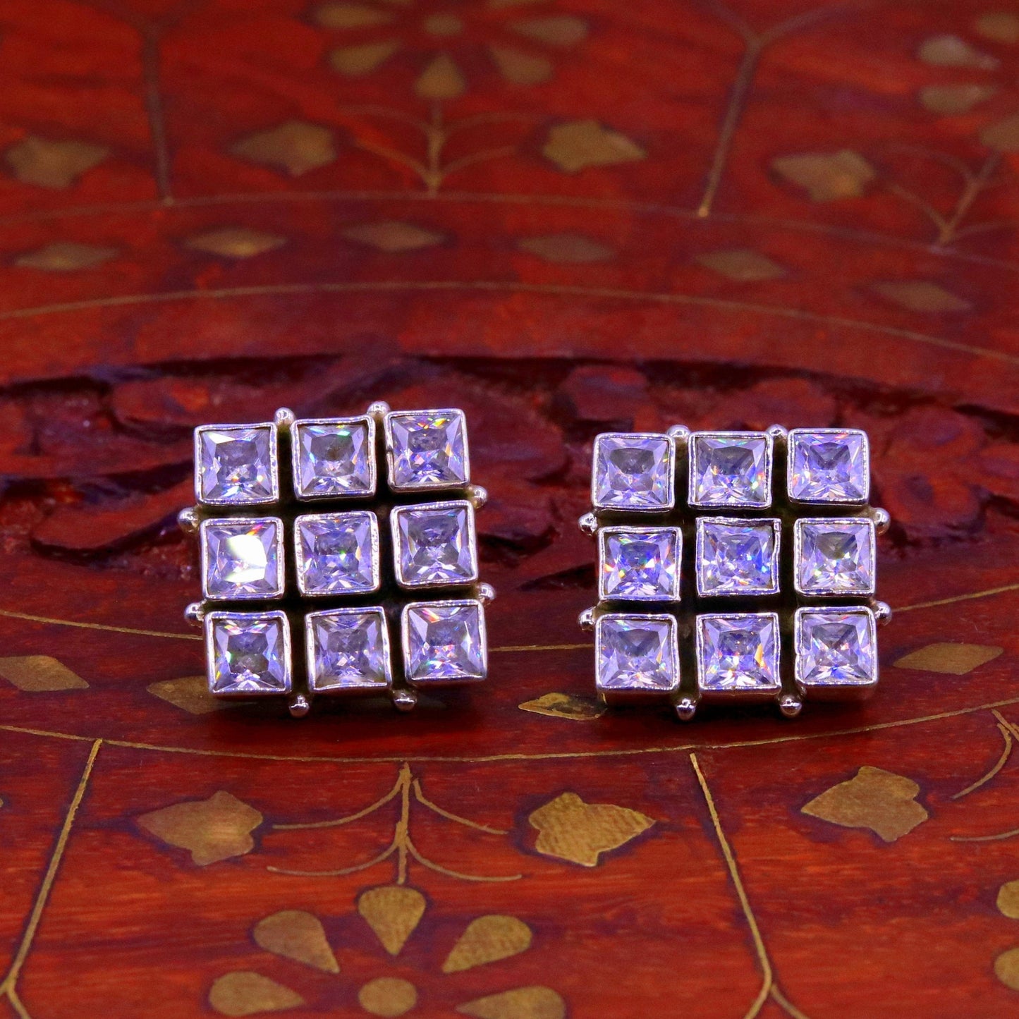 Handmade 925 sterling silver fabulous cubic zircon stone stud earring with gorgeous pendant excellent gifting jewelry necklace earring s663 - TRIBAL ORNAMENTS