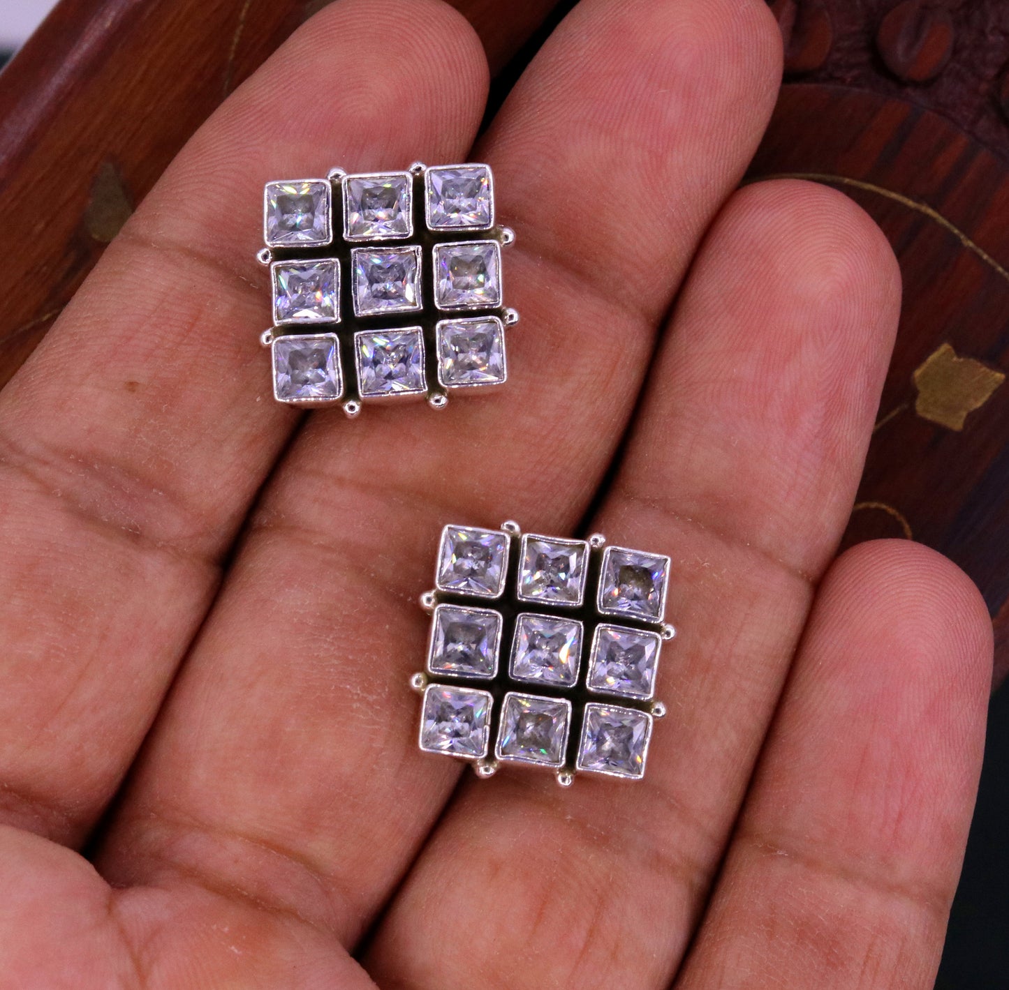 Handmade 925 sterling silver fabulous cubic zircon stone stud earring with gorgeous pendant excellent gifting jewelry necklace earring s663 - TRIBAL ORNAMENTS