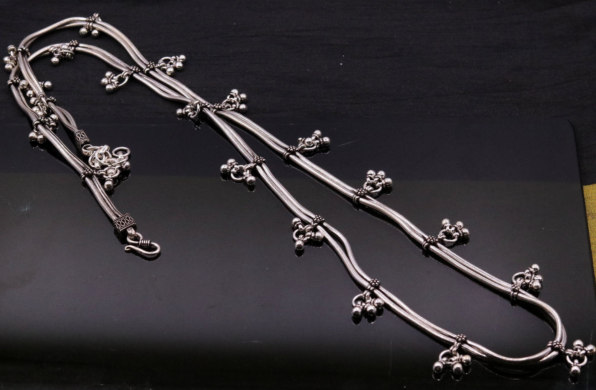 All size double line Adjustable 925 sterling silver handmade snake chain belly chain, waist chain, sari chain belt belly dance jewelry wch20 - TRIBAL ORNAMENTS