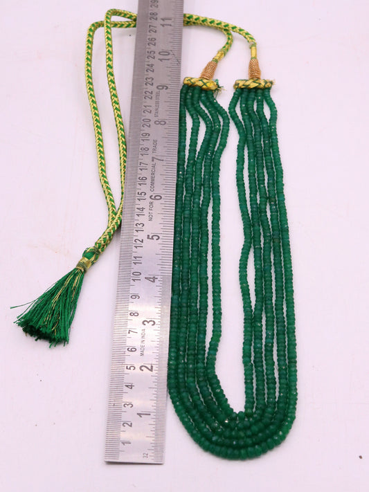 Vintage antique design handmade gorgeous Green Quartz five line necklace, excellent beaded charm necklace tribal jewelry from india qd02 - TRIBAL ORNAMENTS