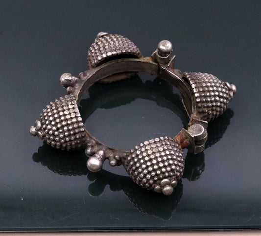 Vintage antique tribal silver jewelry old silver cuff bracelet gorgeous genuine bangle kada for women girls ethnic worn bangle cb010 - TRIBAL ORNAMENTS