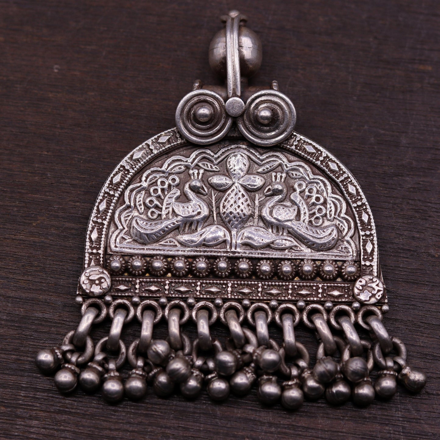 925 sterling silver solid peacock design vintage customized design handmade pedant gorgeous tribal personalized jewelry from india nsp260 - TRIBAL ORNAMENTS
