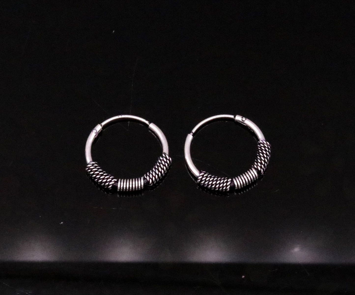 Ttraditional design stylish 925 sterling silver handmade fabulous hoops earrings bali , pretty gifting bali tribal jewelry india s613 - TRIBAL ORNAMENTS