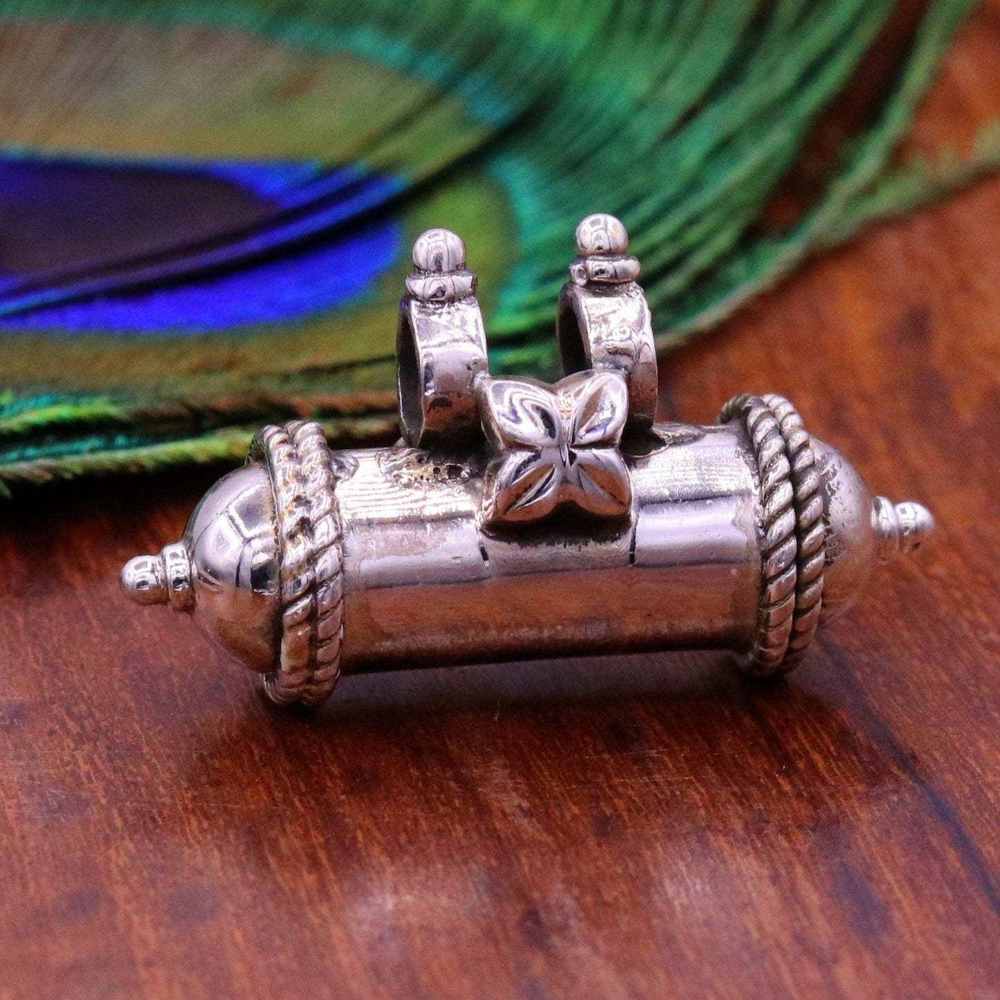 Vintage design handmade ethnic style amulet pendant,925 sterling silver pendant , silver madaliya, tribal box container pendant nsp324 - TRIBAL ORNAMENTS