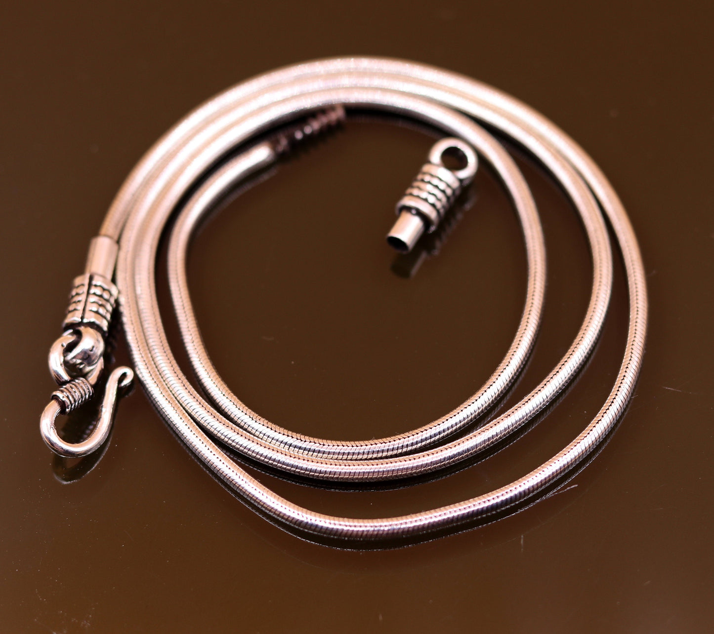 16" to 30" long screw chain 925 sterling silver handmade snake chain pendant chain, necklace chain, oxidized silver chain trendy style - TRIBAL ORNAMENTS