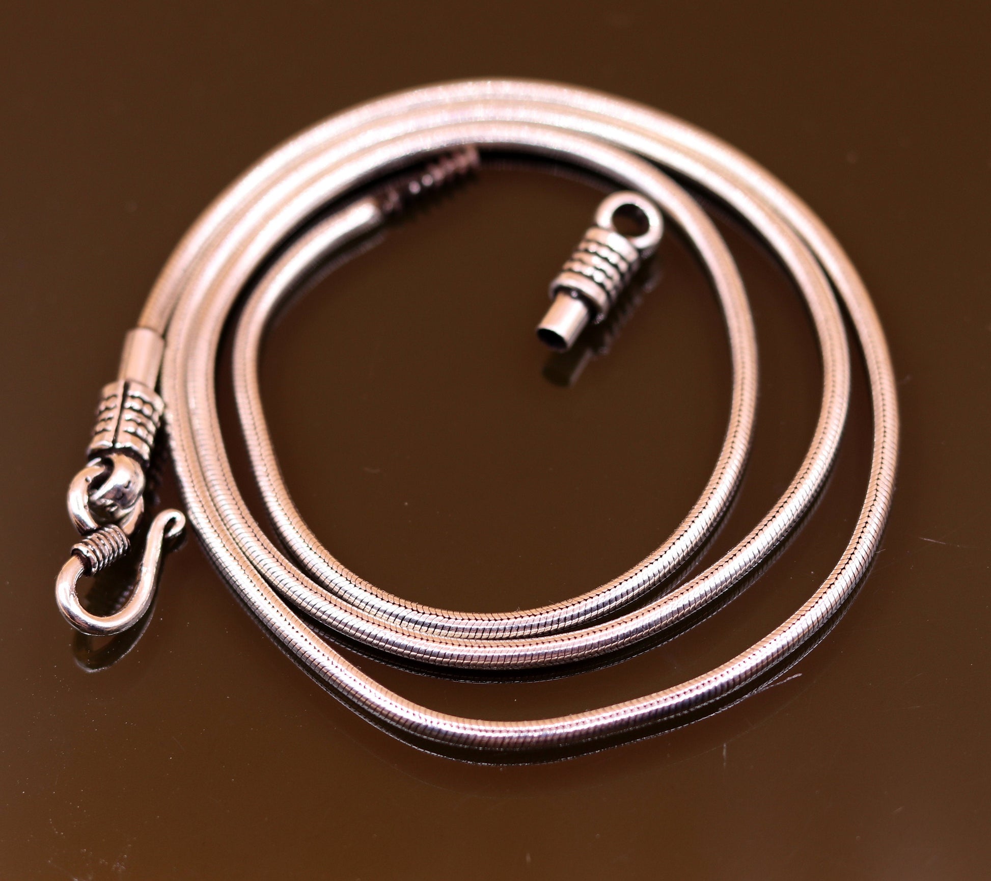 16" to 30" long screw chain 925 sterling silver handmade snake chain pendant chain, necklace chain, oxidized silver chain trendy style - TRIBAL ORNAMENTS