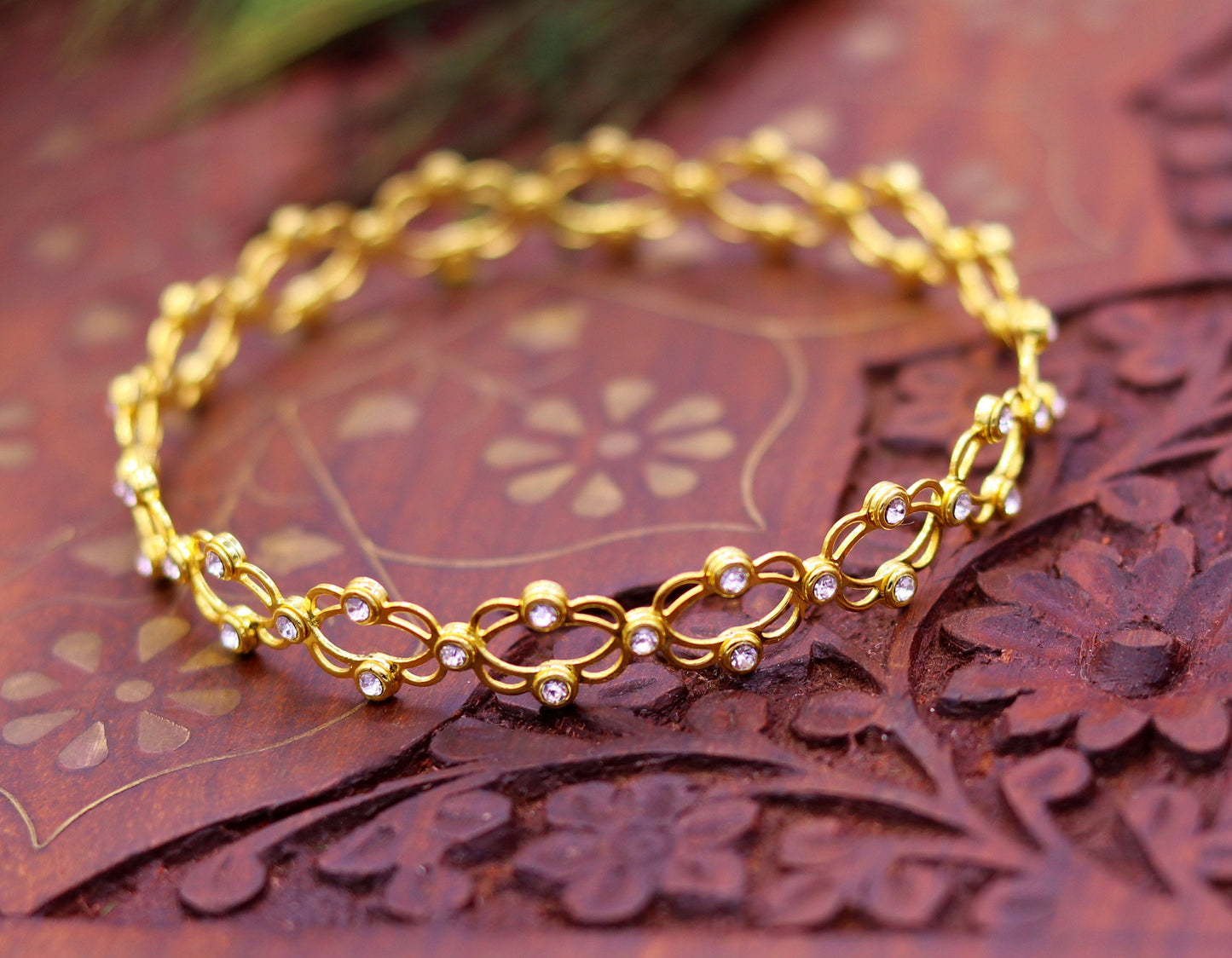 925 Sterling silver gold polished handmade combo use bangle or ring band customized adjustable jewelry for girl's women's from india ba38 - TRIBAL ORNAMENTS