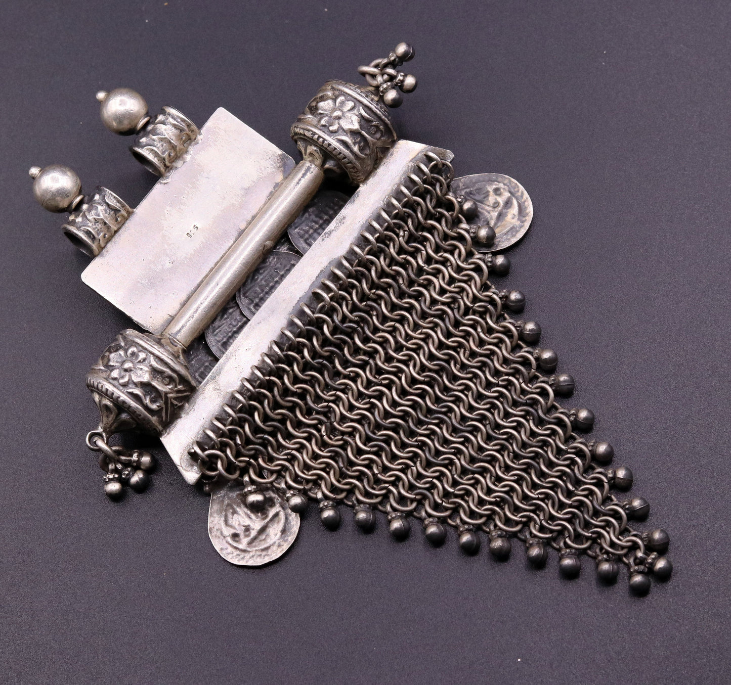 Vintage Traditional trendy design 925 sterling silver handmade long pendant necklace tribal ethnic Banjara Boho jewelry from india nsp330 - TRIBAL ORNAMENTS
