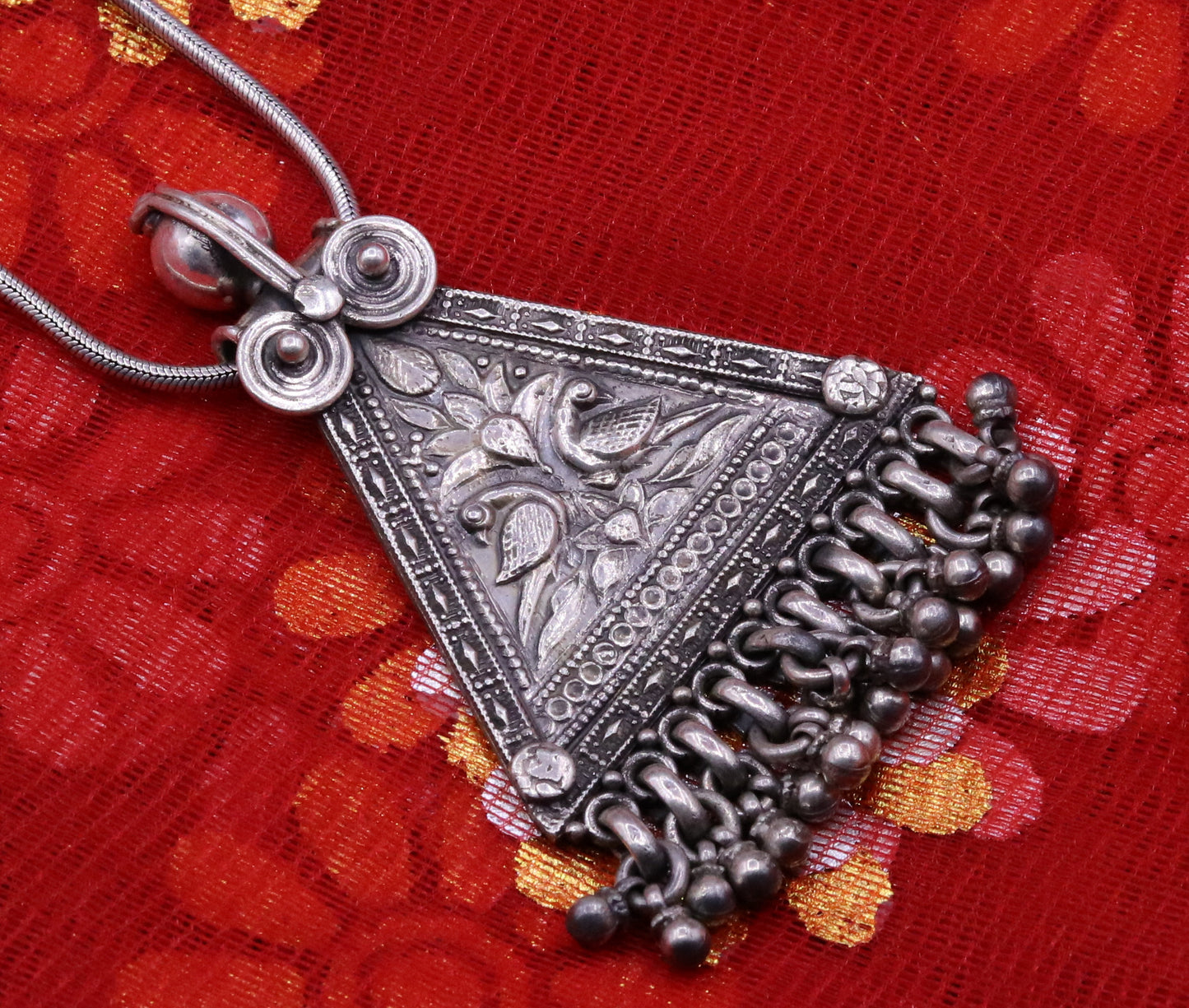 925 Sterling silver large drop dangle charm pendant, peacock pendant tribal ethnic necklace, wedding party gifting boho jewelry india nsp355 - TRIBAL ORNAMENTS