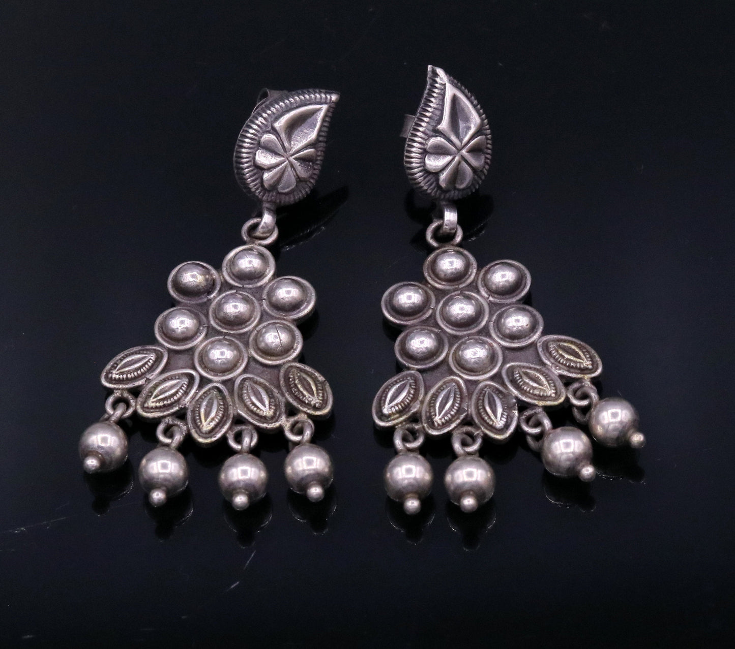 925 Pure silver stud earring unique vintage handmade design drop dangle earring ethnic tribal earring modern trend stylish jewelry  s818 - TRIBAL ORNAMENTS