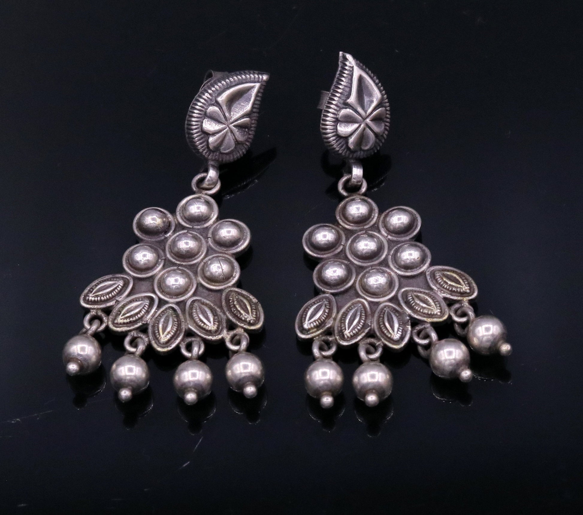 925 Pure silver stud earring unique vintage handmade design drop dangle earring ethnic tribal earring modern trend stylish jewelry  s818 - TRIBAL ORNAMENTS
