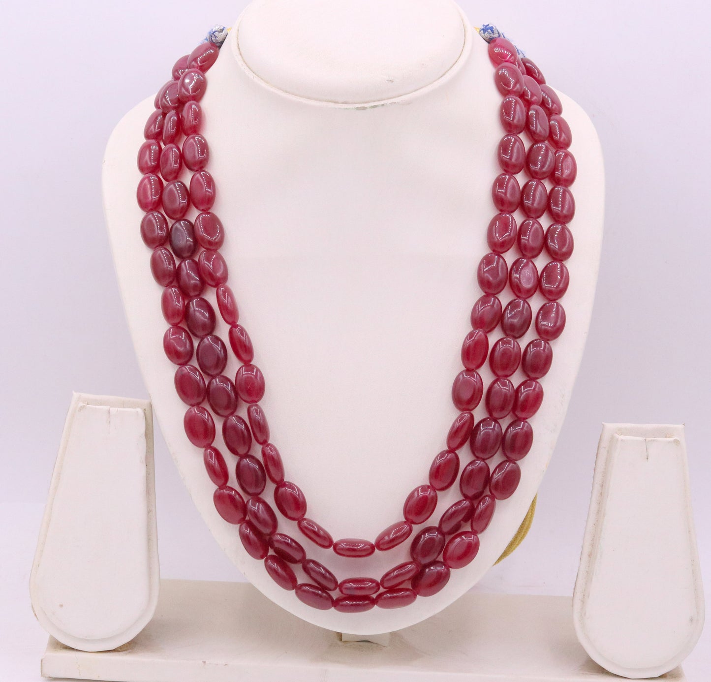 Vintage antique design handmade gorgeous Red Quartz three line necklace, excellent beaded charm necklace tribal jewelry from india qd01 - TRIBAL ORNAMENTS