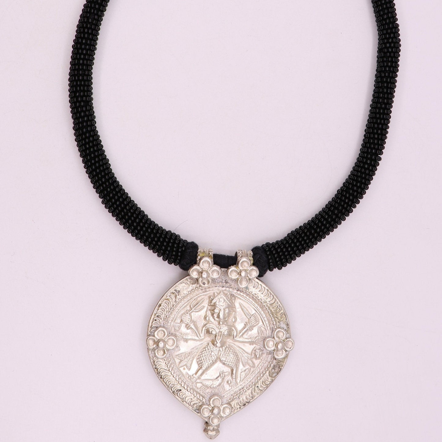 Vintage design handmade solid silver ethnic fabulous tribal deity god Bheruji pendant necklace ethnic jewelry from Rajasthan India osn07 - TRIBAL ORNAMENTS