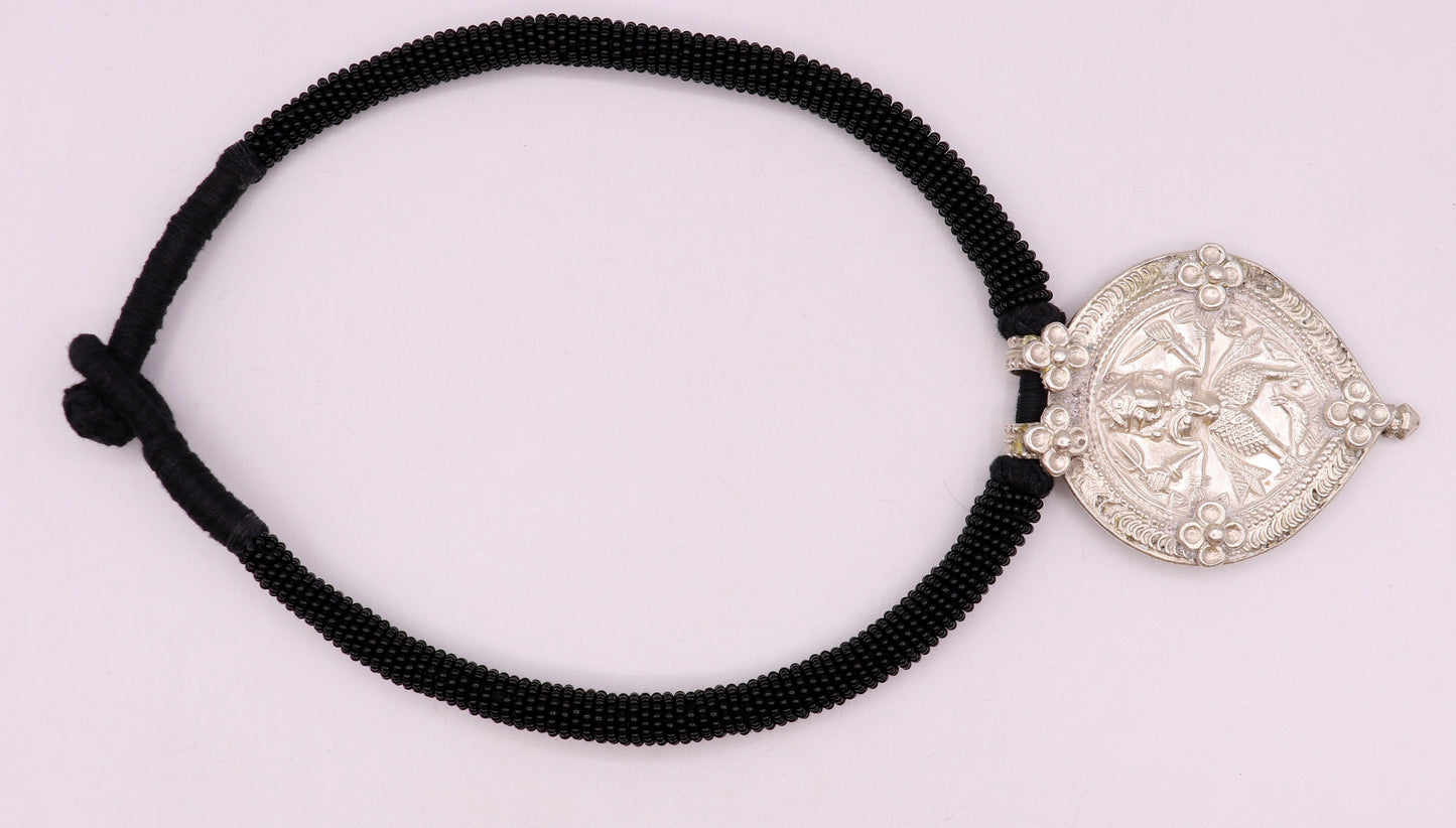 Vintage design handmade solid silver ethnic fabulous tribal deity god Bheruji pendant necklace ethnic jewelry from Rajasthan India osn07 - TRIBAL ORNAMENTS