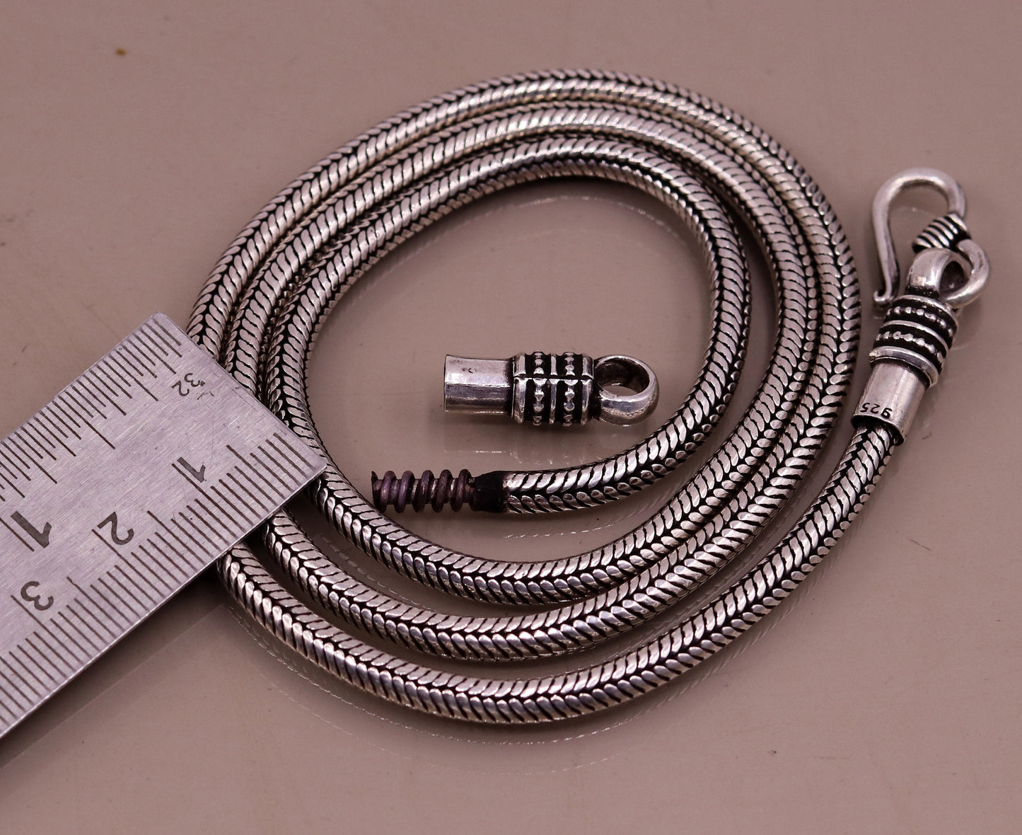 925 sterling silver 24" handmade snake chain screw chain pendant chain excellent oxidized silver necklace vintage design tribal jewelry ch67 - TRIBAL ORNAMENTS