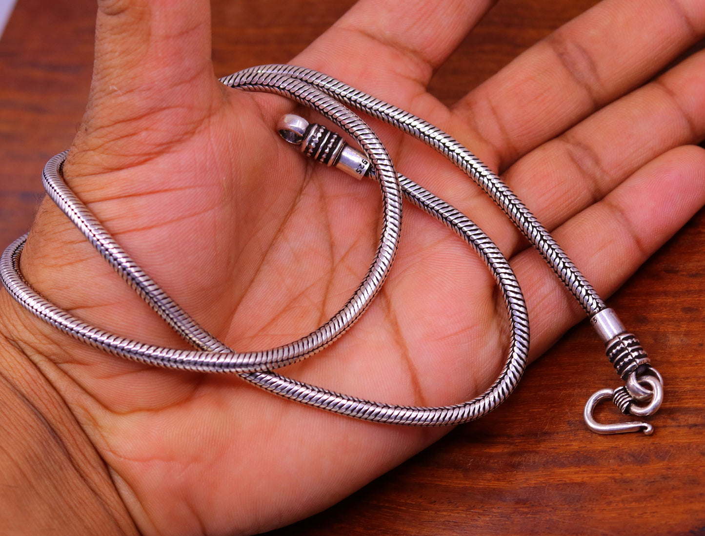 Vintage design 925 sterling silver handmade snake chain, screw chain, pendant chain, excellent oxidized silver necklace tribal jewelry ch68 - TRIBAL ORNAMENTS