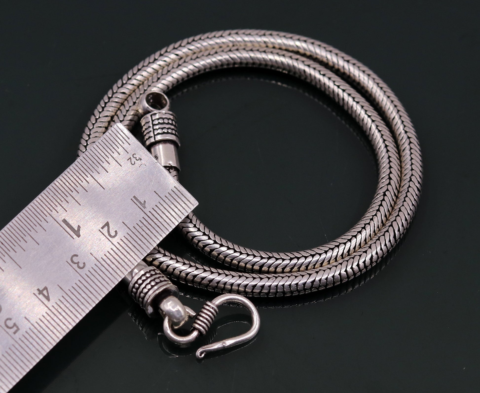 Vintage design 925 sterling silver handmade 18" snake chain pendant chain excellent oxidized silver solid chain necklace tribal jewelry CH60 - TRIBAL ORNAMENTS