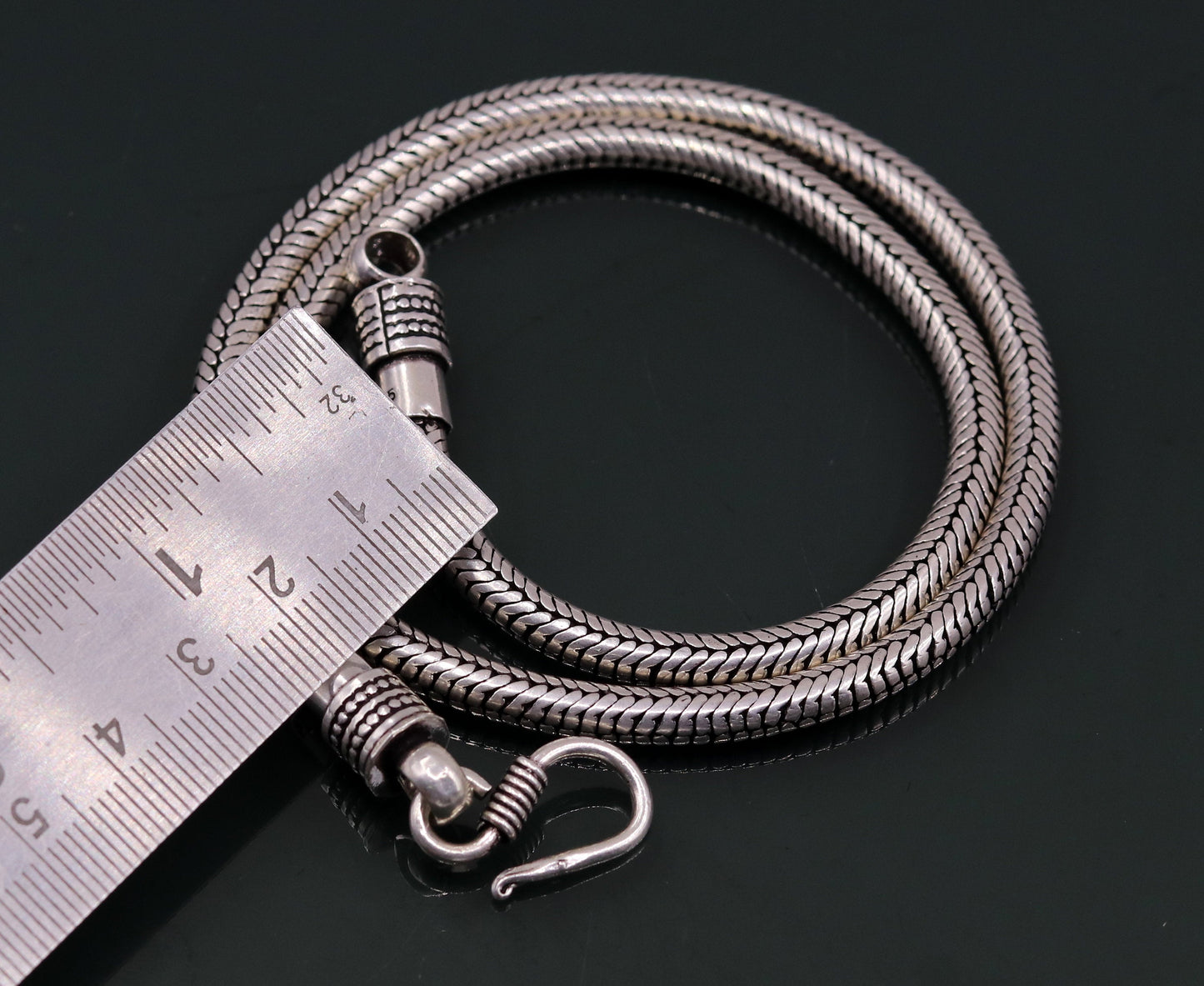 Vintage design 925 sterling silver handmade 23" snake chain pendant chain excellent oxidized silver solid chain necklace tribal jewelry ch69 - TRIBAL ORNAMENTS